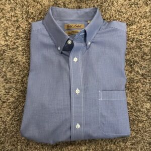 NWOT Gold Label Blue & White Checkered Button Up Dress Shirt -Size Large